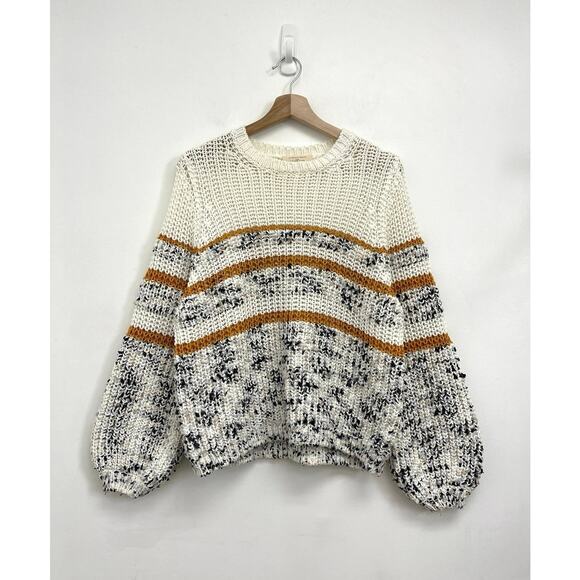 Sezane Clement Jumper Sweater Chunky Textured Knit Balloon Sleeves Stripe - Med - Picture 1 of 12
